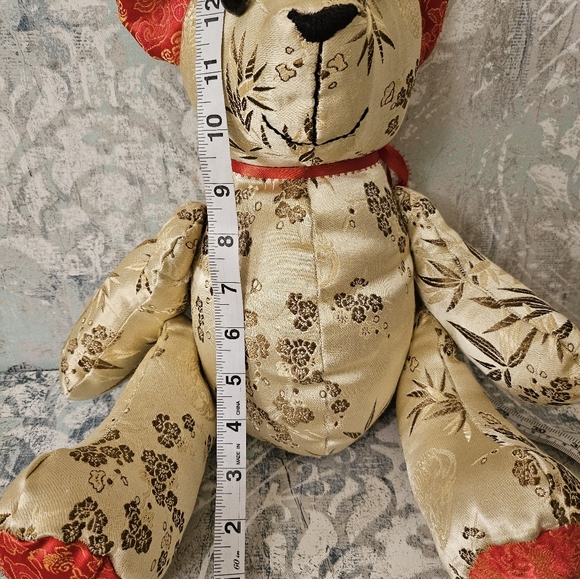 Vintage Embroidered Asian Silk Chinese Plush Teddy Bear Rotating Arms Legs - Picture 5 of 16